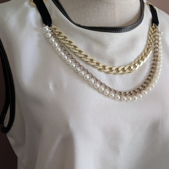 NWT Karl Lagerfeld Paris Chain Detail Blouse Size M - Picture 4 of 7